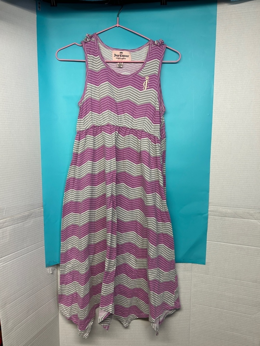 Juicy Couture Girls' Lavender & White Chevron Tank Dress